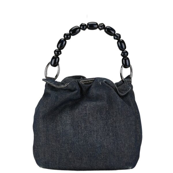 222 59849 1 Dior Maris Pearl Handbag Denim Blue Black