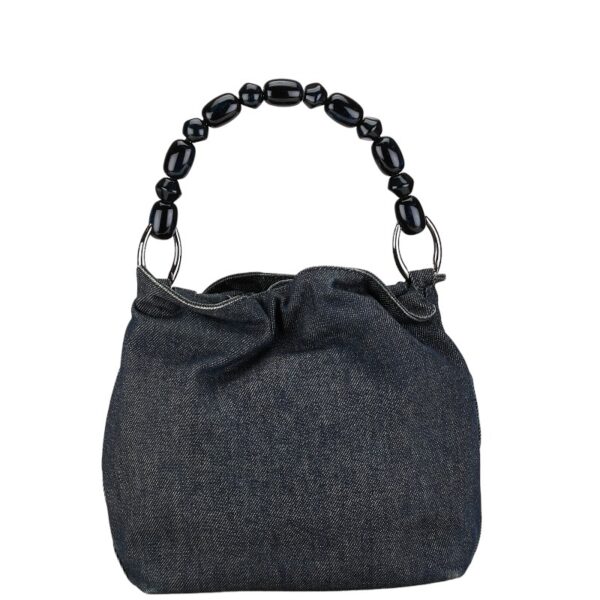 222 59849 3 Dior Maris Pearl Handbag Denim Blue Black