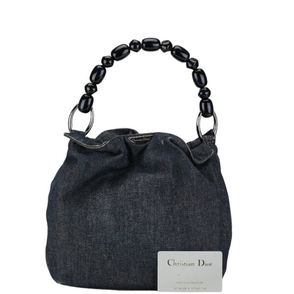 222 59849 8 Dior Maris Pearl Handbag Denim Blue Black