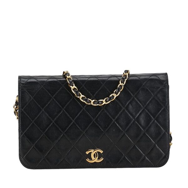 222 59869 1 Chanel Matelasse 23 Coco Mark Flap Chain Shoulder Bag Lambskin Black