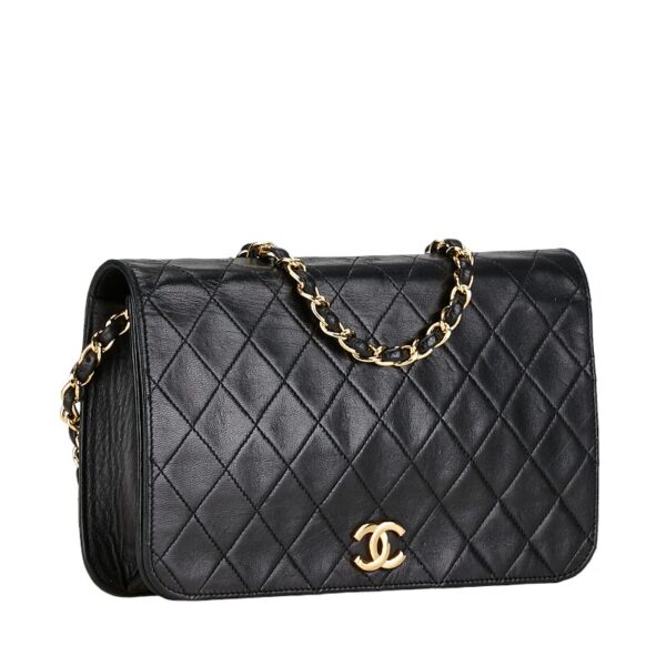 222 59869 2 Chanel Matelasse 23 Coco Mark Flap Chain Shoulder Bag Lambskin Black