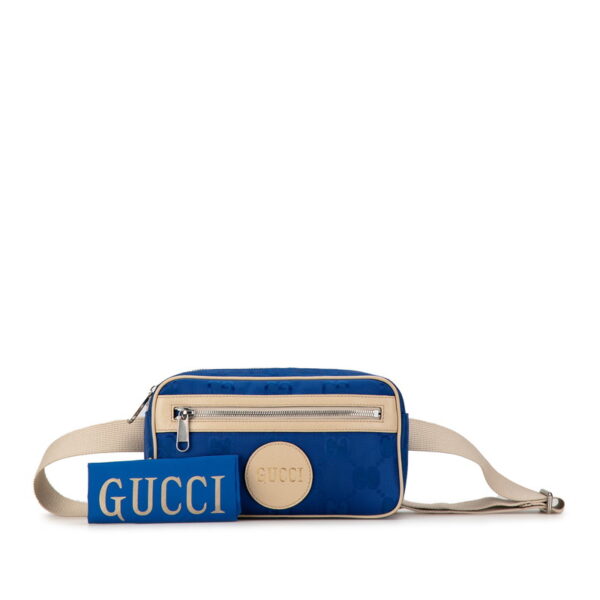 222 60865 8 Gucci Off the Grid Nylon Waist Bag Blue