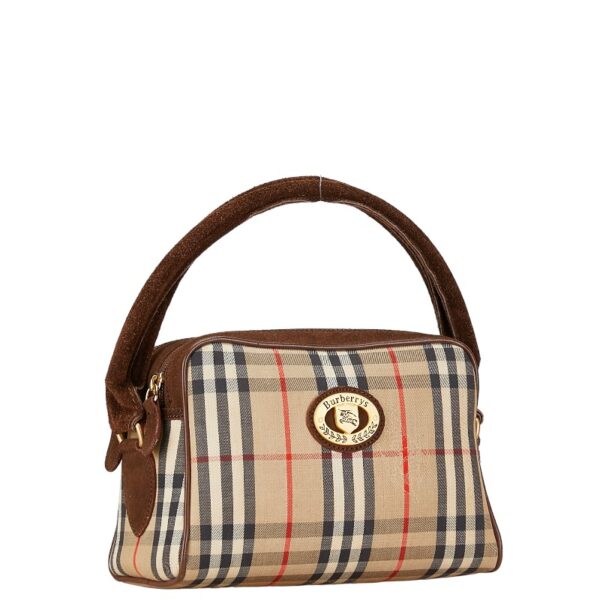 222 60951 1 Burberry Nova Check Shadow Horse Handbag Suede Brown