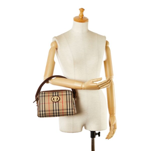 222 60951 9 Burberry Nova Check Shadow Horse Handbag Suede Brown