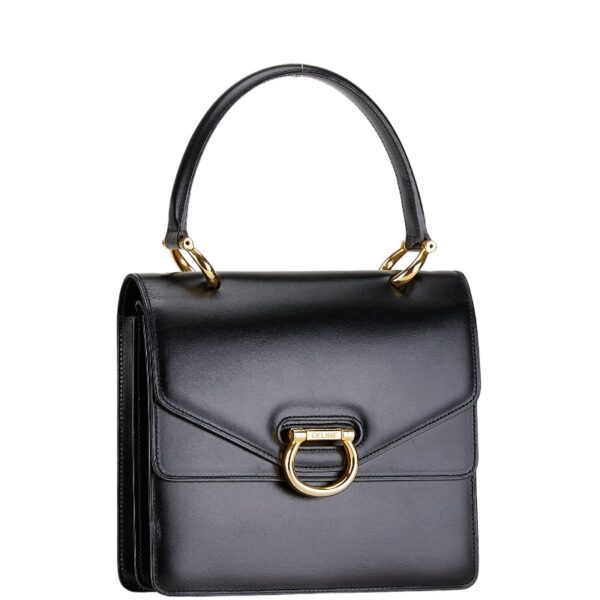 222 63523 2 Celine Double Flap Handbag Black