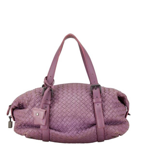 222 63895 1 Bottega Veneta Intrecciato Montaigne Handbag Lambskin Purple