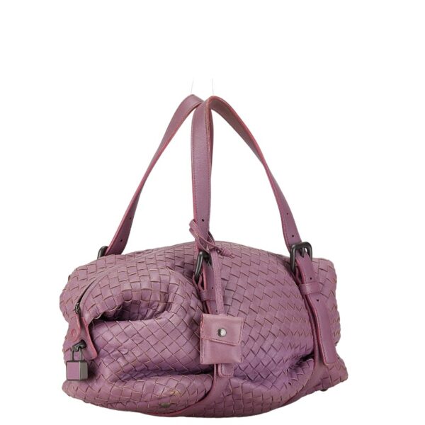 222 63895 2 Bottega Veneta Intrecciato Montaigne Handbag Lambskin Purple