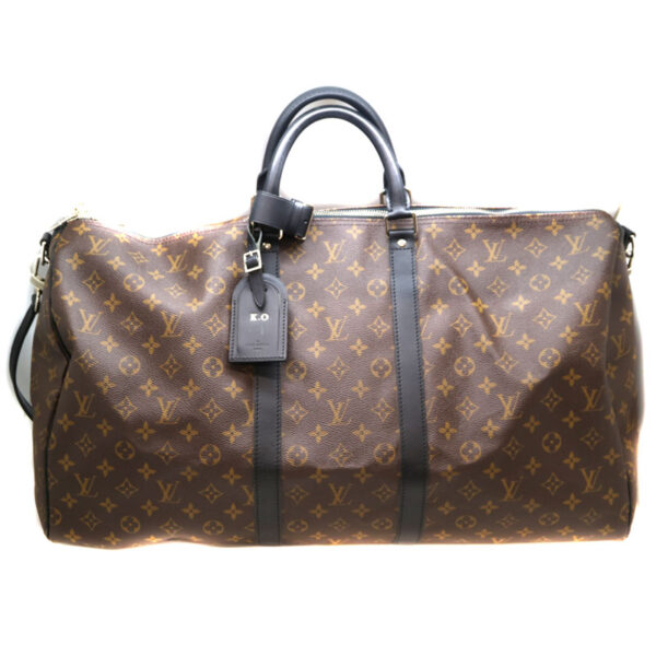 2239 1 Louis Vuitton Keepall Bandouliere 55 Bag Monogram Macassar Brown Black