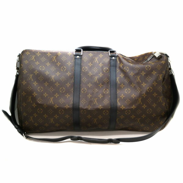 2239 2 Louis Vuitton Keepall Bandouliere 55 Bag Monogram Macassar Brown Black