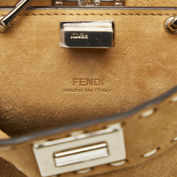 228 42951 7 Fendi Peekaboo Suede Python 2WAY Mini Handbag Brown