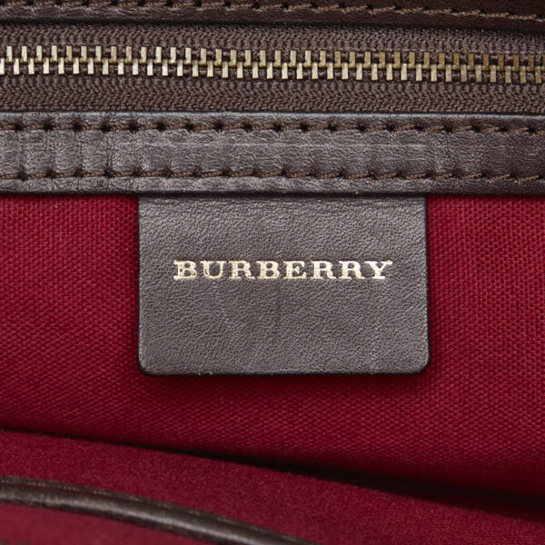 228 43756 9 Burberry Nova Check Tote Bag Wool Beige Brown