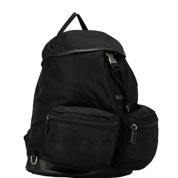 228 61131 2 Prada Triangle Plate Nylon Rucksack Black