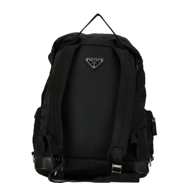 228 61131 3 Prada Triangle Plate Nylon Rucksack Black