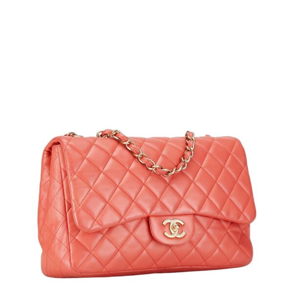 228 61621 2 Chanel Matelasse Coco Mark Chain Shoulder Bag Lambskin Salmon Pink