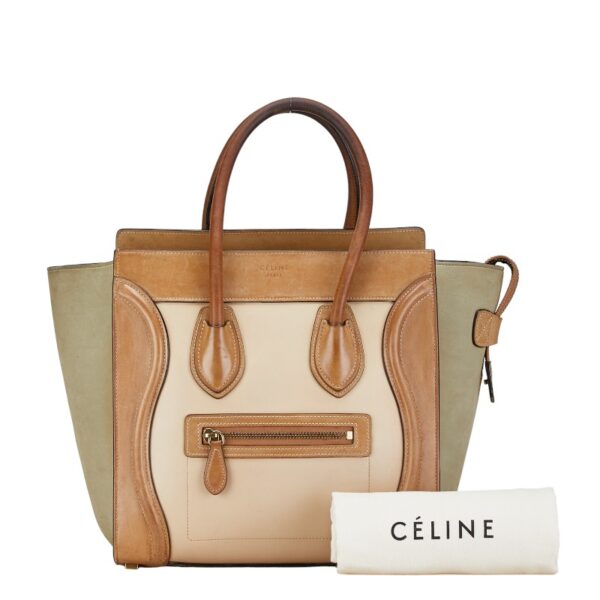 228 61646 9 Celine Luggage Micro Shopper Shoulder Bag Tricolor Beige