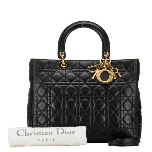 228 61653 9 Dior Cannage Dior Handbag Lambskin Black