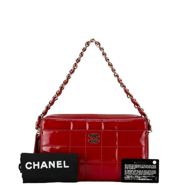 228 62570 10 Chanel Chocolate Bar CocoMark Chain Shoulder Bag Patent Red