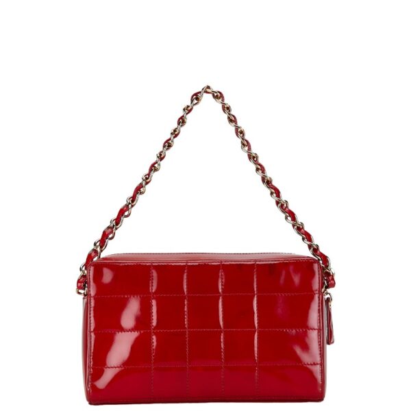 228 62570 3 Chanel Chocolate Bar CocoMark Chain Shoulder Bag Patent Red