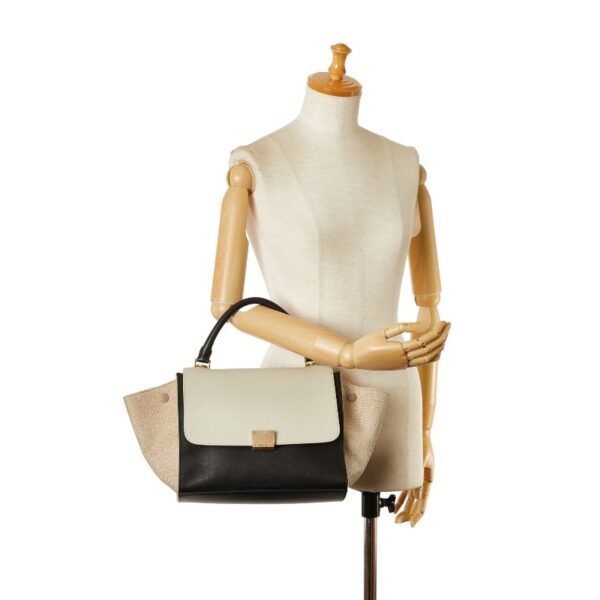 228 62585 11 Celine Trapeze Small Handbag Tricolor White Black Beige