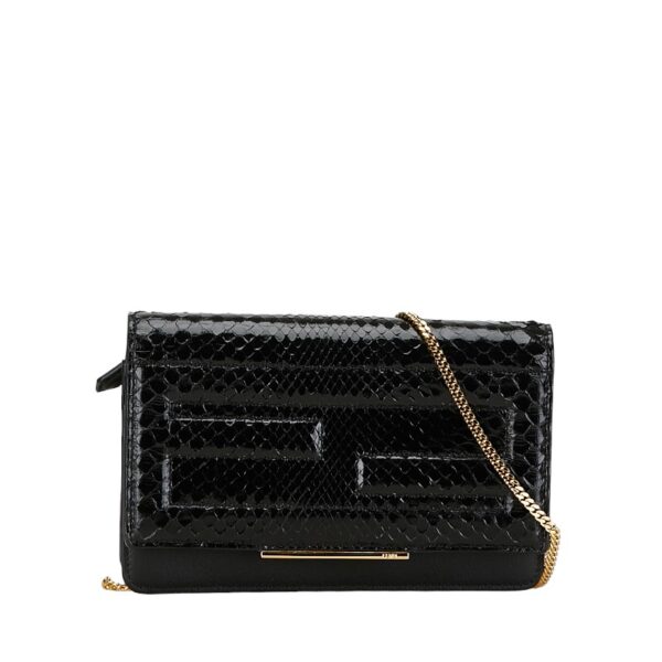 228 62593 1 Fendi Python Chain Shoulder Bag Black