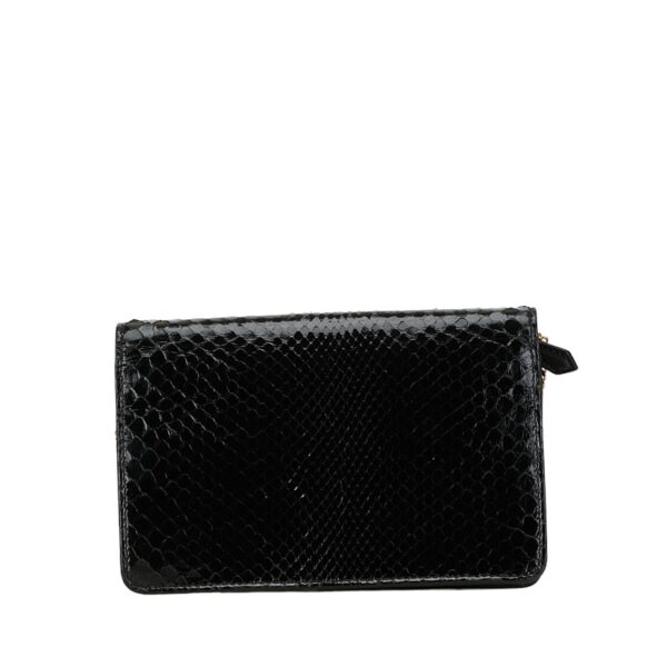 228 62593 3 Fendi Python Chain Shoulder Bag Black