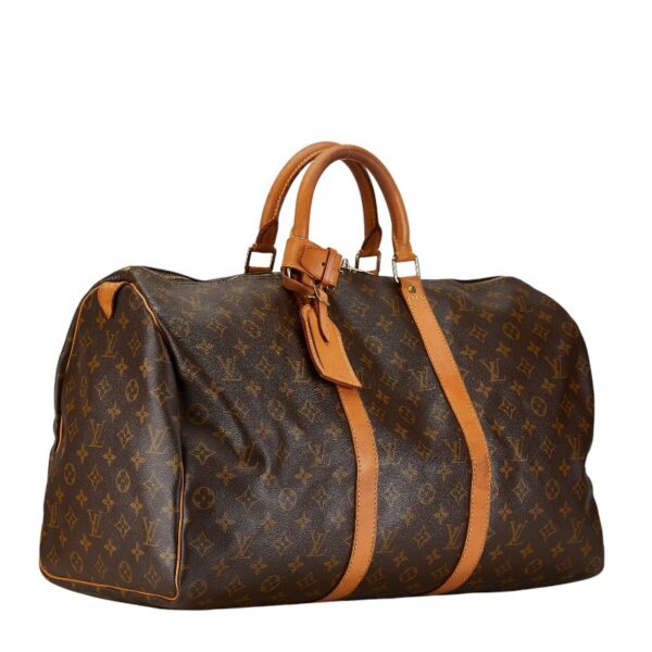 228 63639 2 Louis Vuitton Monogram Keepall 50 Bag Brown