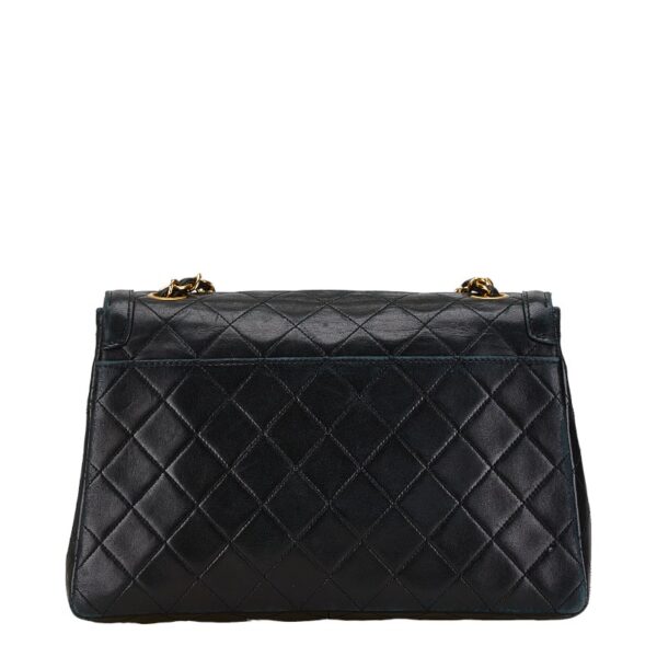 228 63640 3 Chanel Matelasse CocoMark Trapezoid Chain Shoulder Bag Black