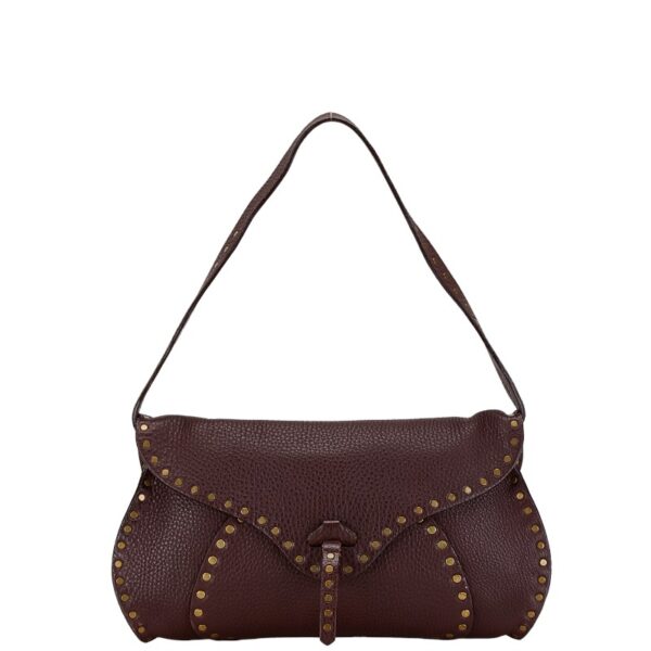 228 63650 1 Celine Studded One Shoulder Bag Wine Red