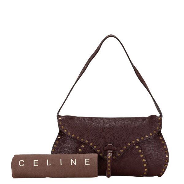 228 63650 9 Celine Studded One Shoulder Bag Wine Red