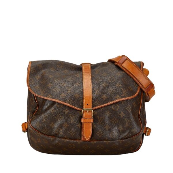 228 63876 1 Louis Vuitton Monogram Saumur 35 Crossbody Shoulder Bag Brown