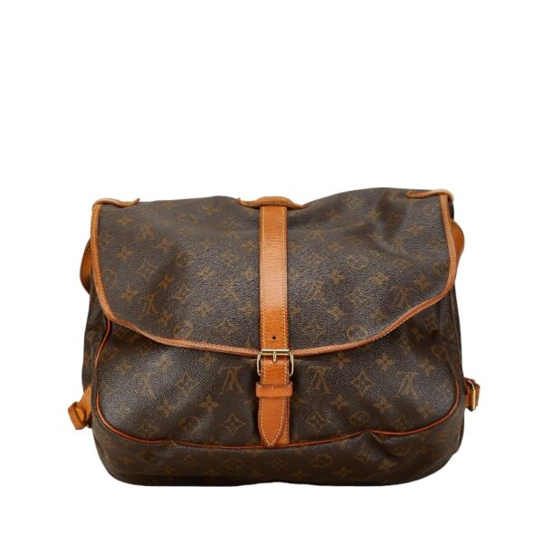 228 63876 3 Louis Vuitton Monogram Saumur 35 Crossbody Shoulder Bag Brown