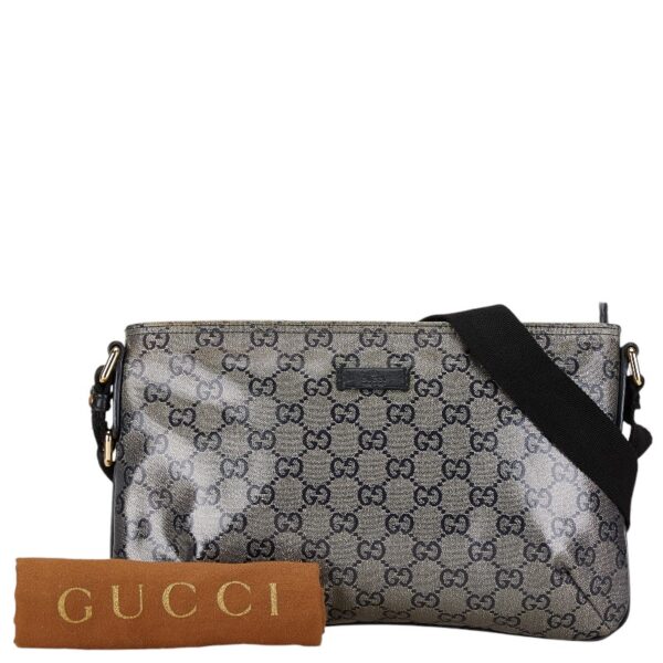 228 67163 9 Gucci GG Crystal Crossbody Shoulder Bag Black