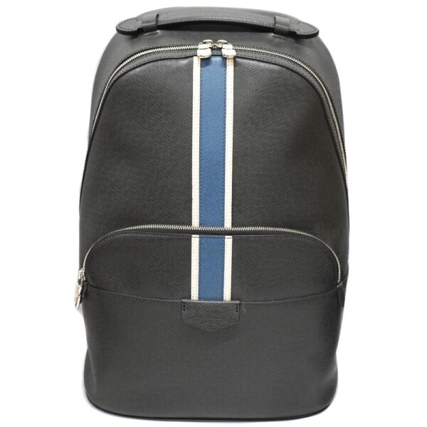 23 2422 1 Louis Vuitton Anton Rucksack Taiga Leather Gray White Blue