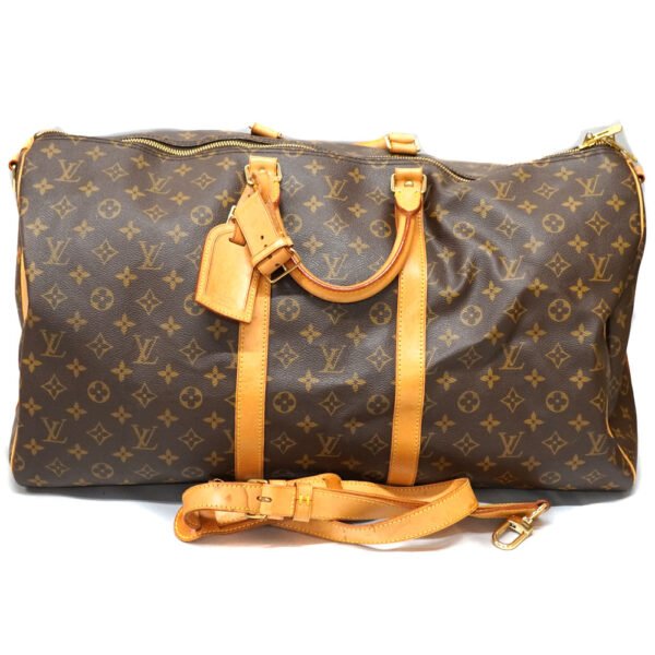 23 3054 1 Louis Vuitton Keepall Bandouliere 55 Bag Monogram Canvas Brown