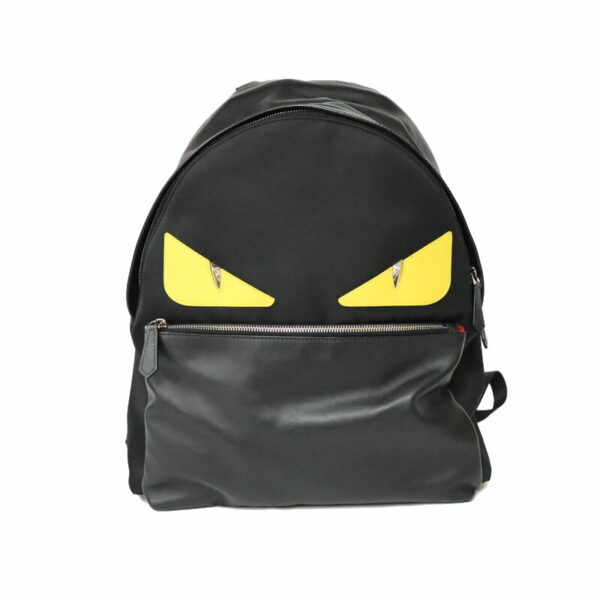 23 454 1 Fendi Bag Bugs Eye Monster Backpack Black Yellow