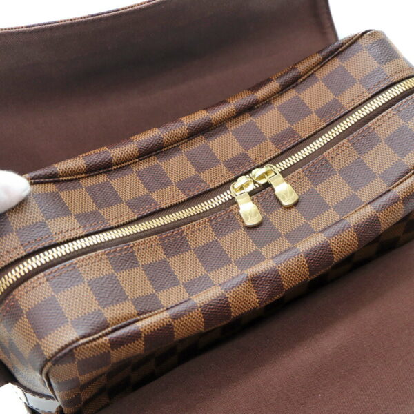 23 6093 10 Louis Vuitton Naviglio Shoulder Bag Damier Canvas Ebene Brown