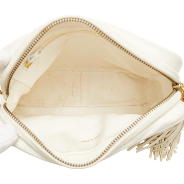 234 66649 5 Chanel Matelasse Tassel Chain Shoulder Bag Lambskin White