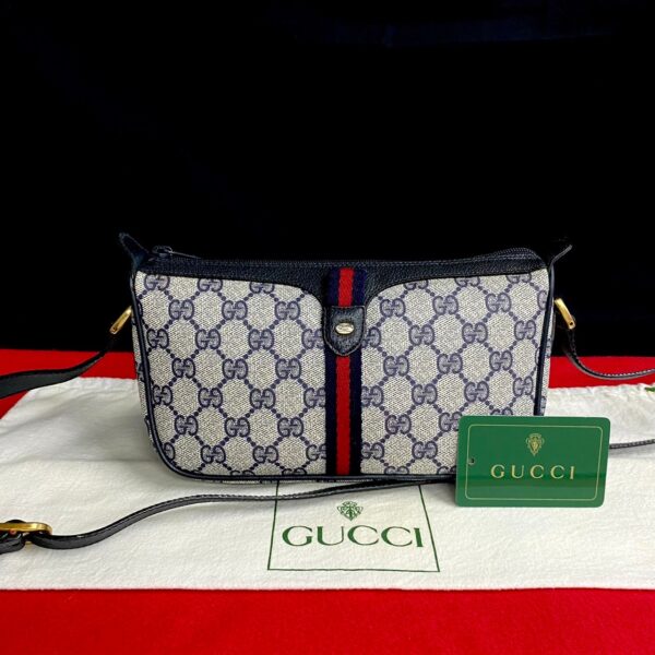 240511kmk628 8 1 Gucci Sherry Line GG Leather Mini Shoulder Bag Navy