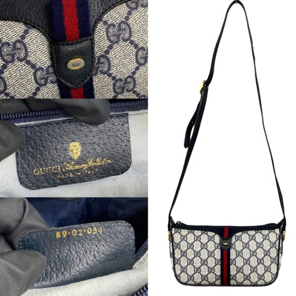 240511kmk628 8 4 Gucci Sherry Line GG Leather Mini Shoulder Bag Navy