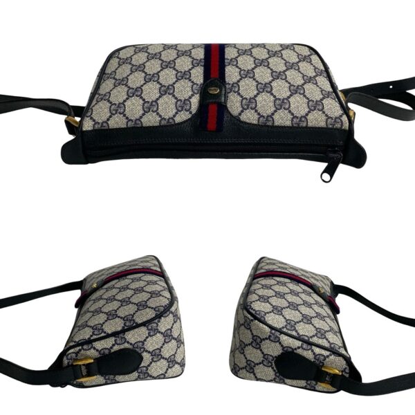 240511kmk628 8 6 Gucci Sherry Line GG Leather Mini Shoulder Bag Navy