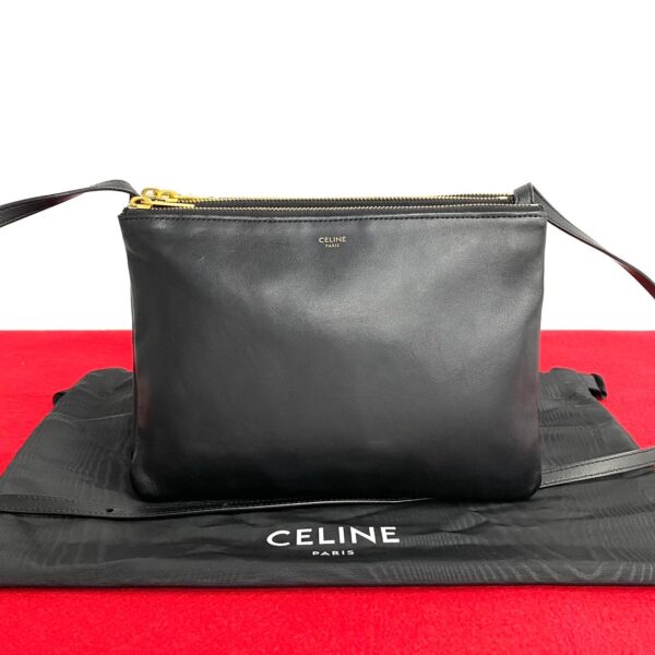 240601mna169 5 1 Celine Trio Large Leather Mini Shoulder Bag Black