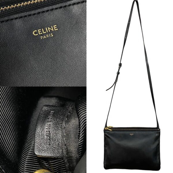 240601mna169 5 4 Celine Trio Large Leather Mini Shoulder Bag Black