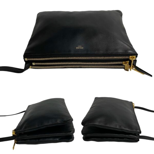 240601mna169 5 6 Celine Trio Large Leather Mini Shoulder Bag Black