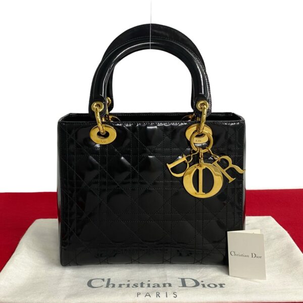 240601mna206 1 1 Christian Dior Cannage Patent Leather Mini Tote Bag Black