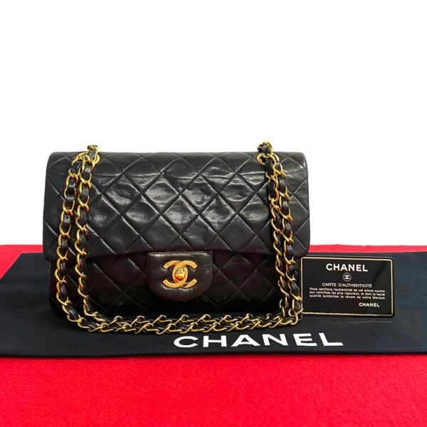 240620pga63 3 1 Chanel Matelasse Double Flap Lambskin Chain Shoulder Bag Black