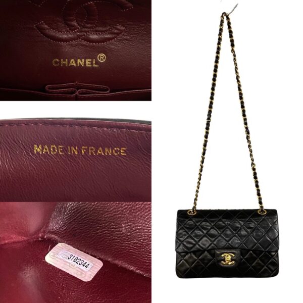 240620pga63 3 5 Chanel Matelasse Double Flap Lambskin Chain Shoulder Bag Black