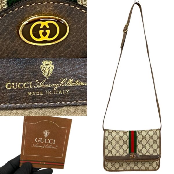 240624nta108 5 4 Gucci Sherry Line GG Leather Shoulder Bag Pochette Brown