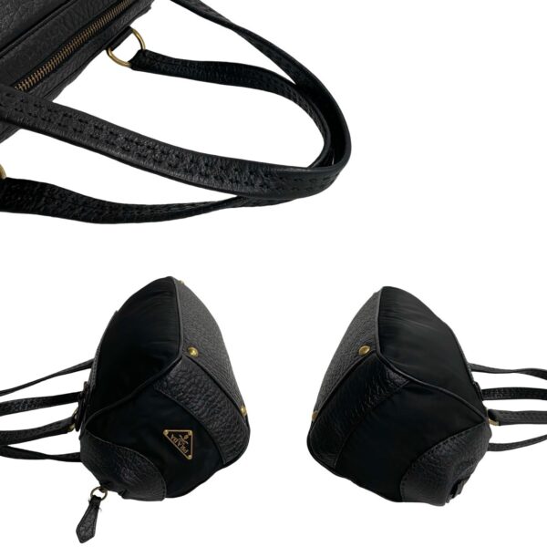 240625mna315 4 6 Prada Triangle Mini Bag Nylon Leather Black