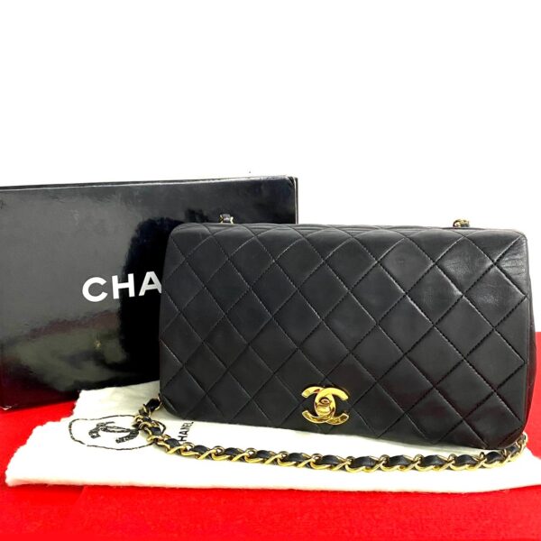 240629jpb129 5 1 Chanel Full Flap Matelasse Coco Mark Lambskin Chain Shoulder Bag Black