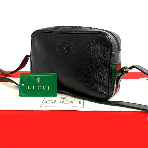 240629jpb16 4 1 Gucci Sherry Line GG Leather Mini Shoulder Bag Pochette Black